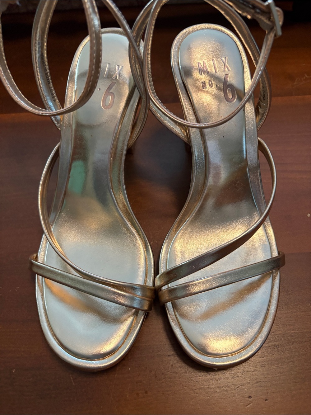 Mix No. 6 Metallic Gold Strappy Heeled Sandals 6.5 wide